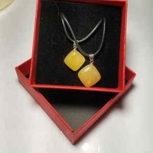 2 Square Stone Necklaces